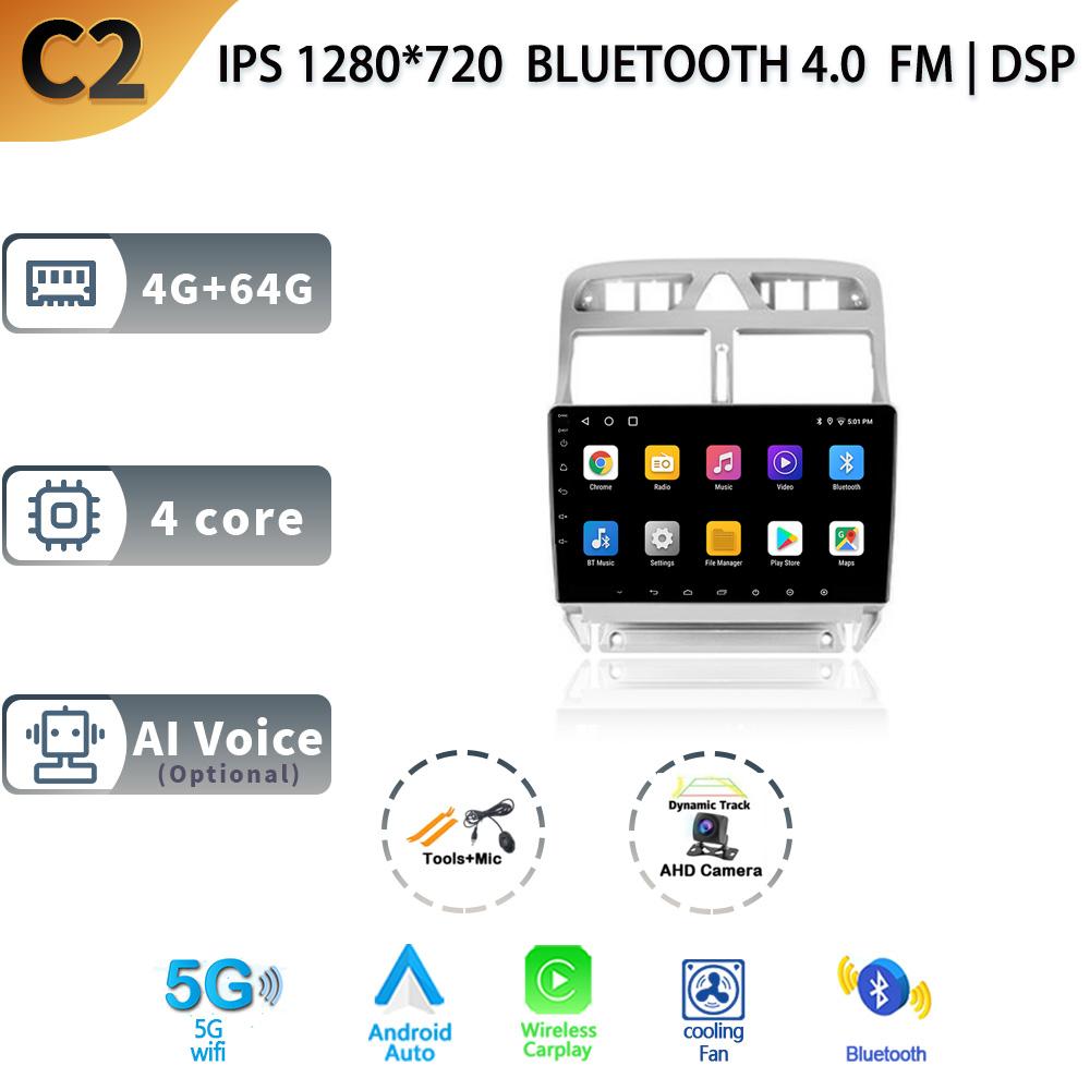 Android 13 Car Radio Wireless Carplay For Peugeot 307 Year 2001-2008 5G Stereo Multimedia GPS Navigation Head Unit Screen