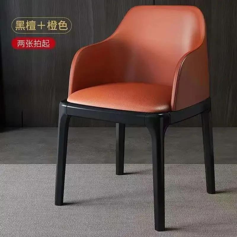 European Leisure Armchair Solid Wood Foot Leather Living Room Chairs Home Furniture Nordic Lazy Sofa Chair Balcony Dining Chairs
