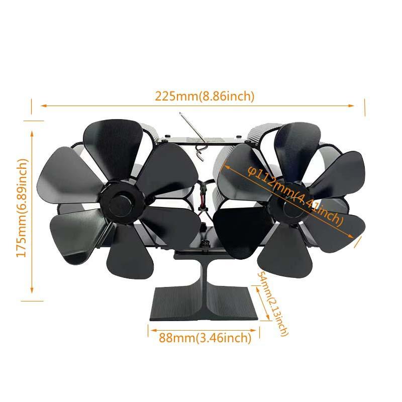 Wood Stove Fan Heat Powered Dual Silent Motors 12 Blades Non-Electric Heat Activated Fireplace Fan Efficient Heat Distribution