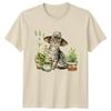 Watercolor Spring Kitten Flower Womens T-Shirt Indoor Plants Cats Gift For Her