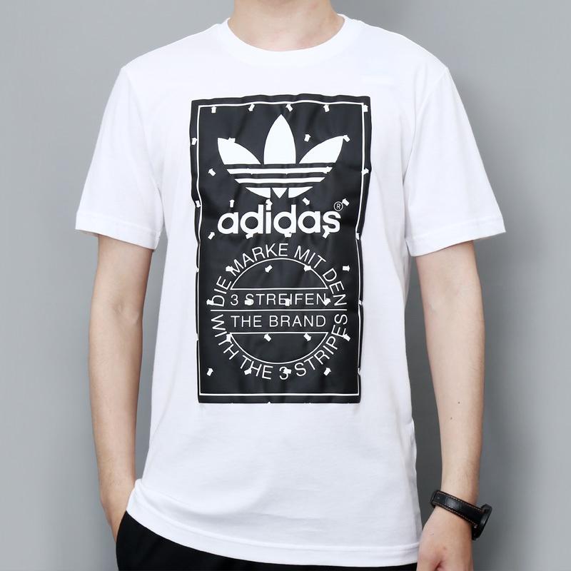 adidas originals Label Tee Logo Printing Sports Short Sleeve White Men's CZ1763