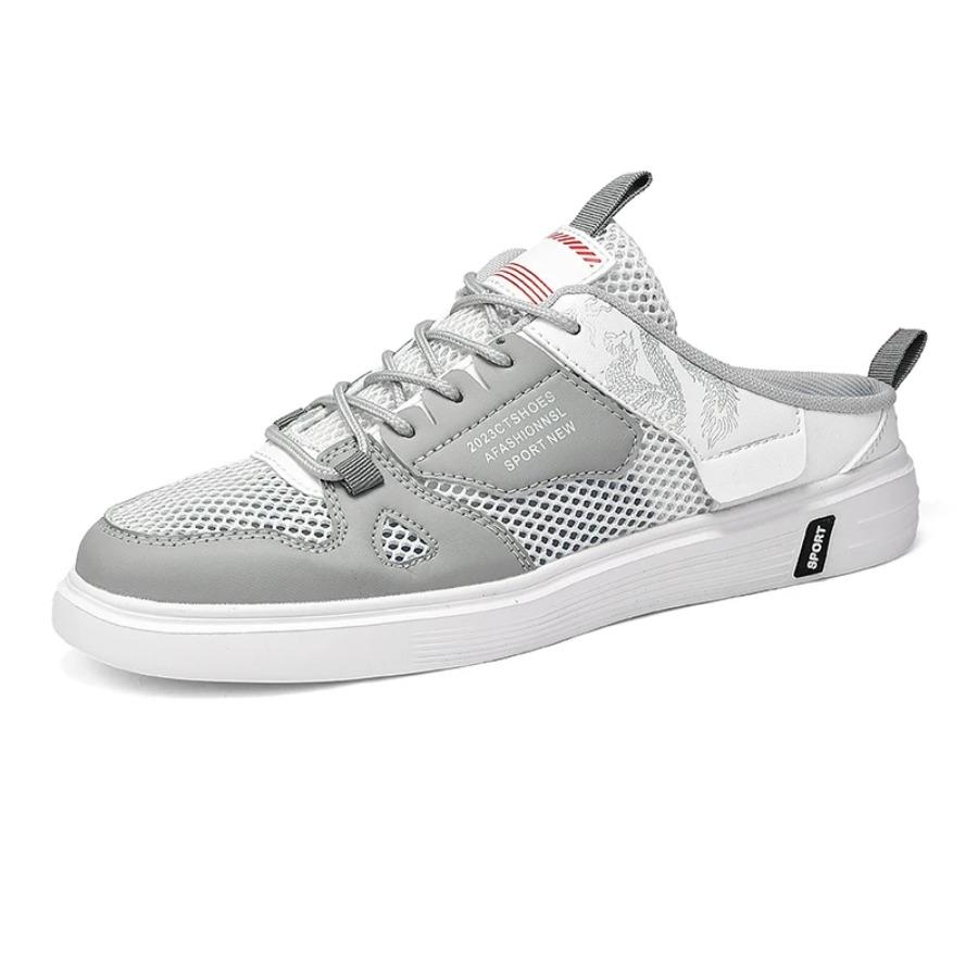 2025 Designer men's casual sports shoes, summer flat, hollow, breathable, anti-slip, soft-soled semi-loafers, large size shoes