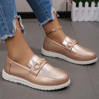 Neue lässige Einzel-Schuhe einfarbig runde Spitze Low-Top Gürtelschnalle weiche Sohle Arbeitsschuhe Doudou-Schuhe