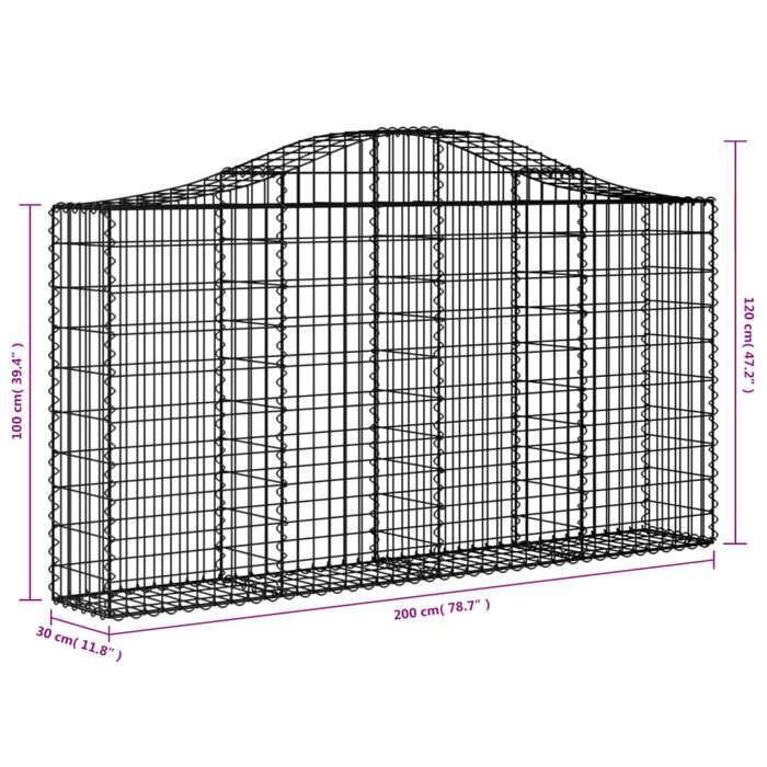 VidaXL 4x Paniers à Gabions Arqués Cages à Gabions Arquées Murs de Gabion Barrières de Jardin Terrasse Extérieur 3145432