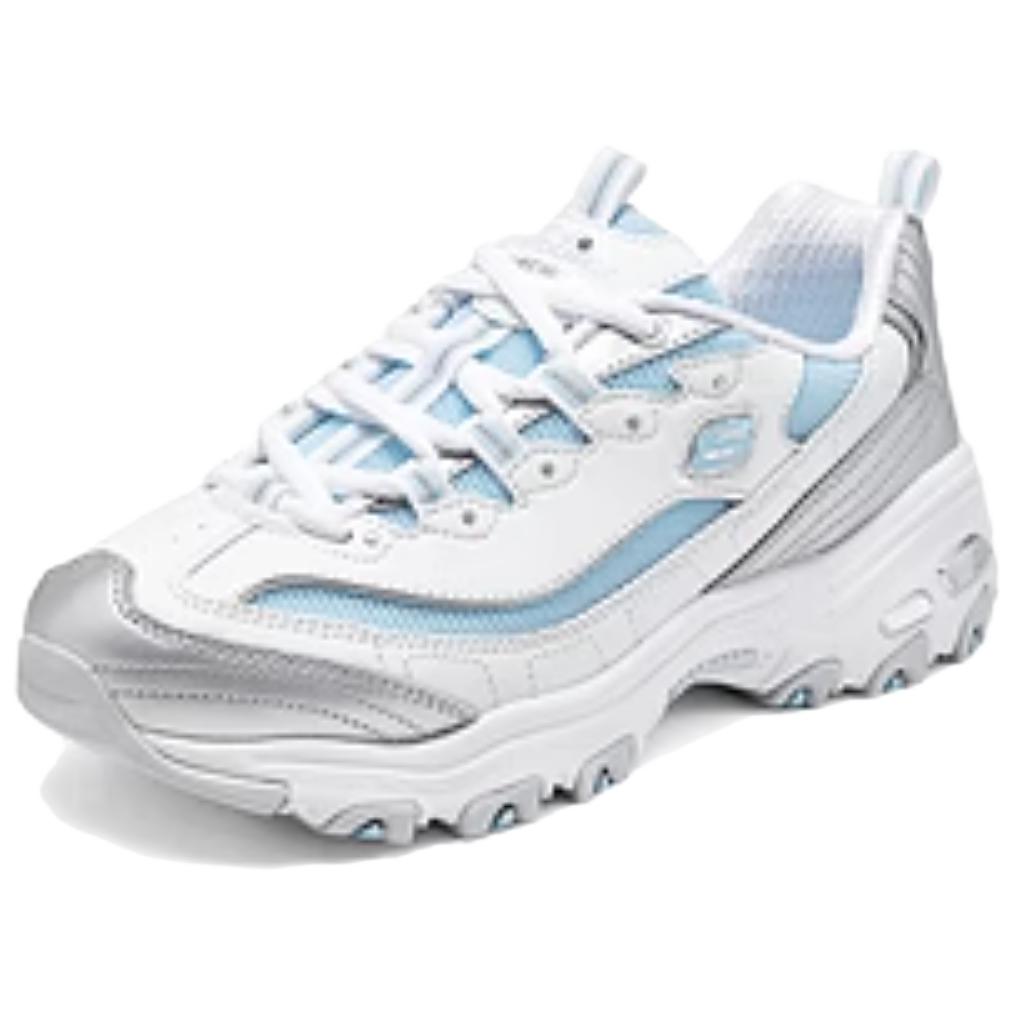 Skechers DLites 1.0 Cómodas Versátiles Moda Casual Retro Transpirables Caña Baja Zapatos de Papá Zapatilla Mujer Plata Blanco 150246-WSLB