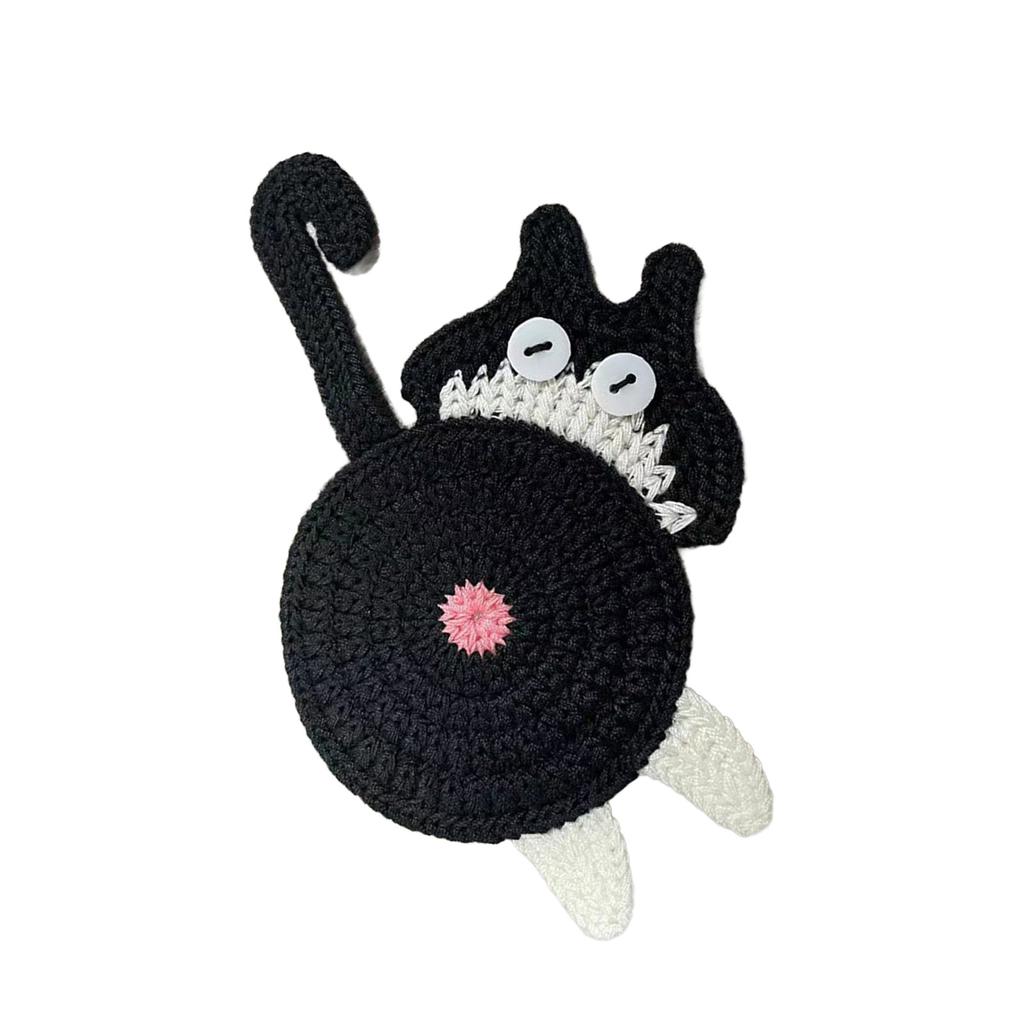 Cat Butt Design Knitted Coaster for Home Dining Table Non-Slip Heat Insulating Pad for Coffee Cup and Mug