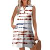Women's Fashion Casual Printed V-Neck Button With Pocket Vest Sleeveless Dresses
