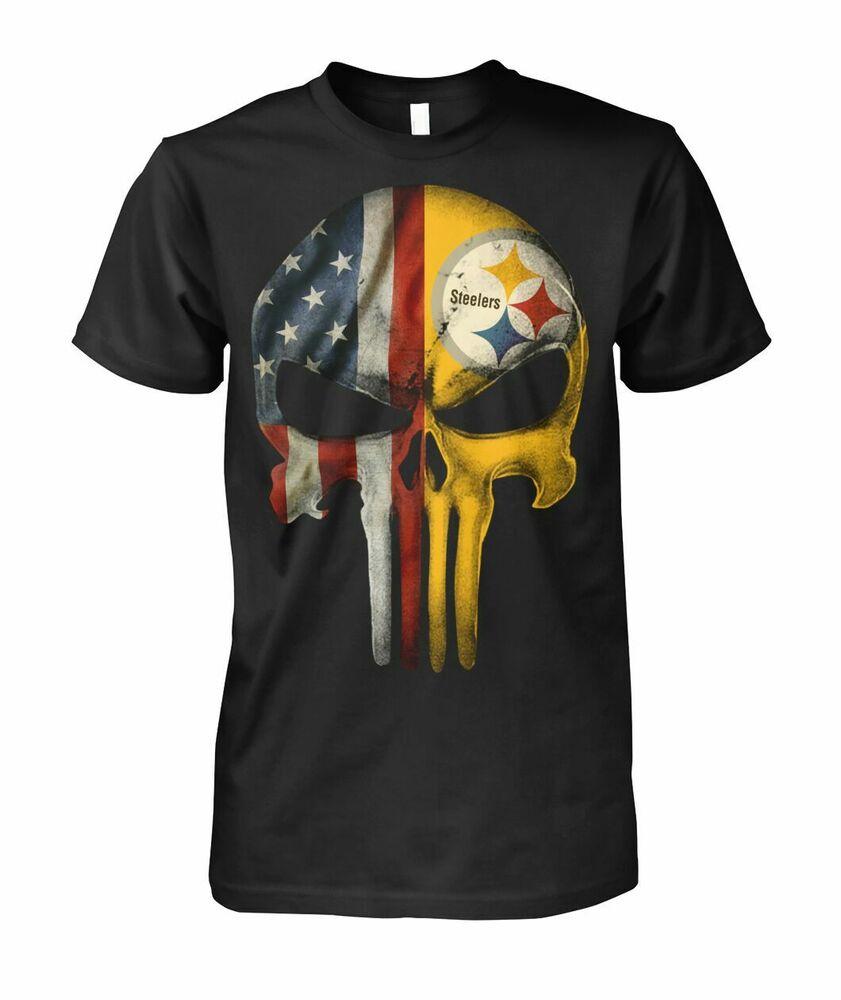 

Pittsburgh Steelers Nfl Rugby Team Skull Black Color Unisex T-shirts