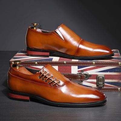 Men Leather Shoes  New Style Formal Dress Wedding Shoes Red Wine British Style Business Office Lace-Up Leather Loafers 2024