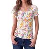 Women Slim Fit Square Neck Short Sleeve Top Retro Floral Print Stretchy Ribbed Fabric Casual Daily Wear