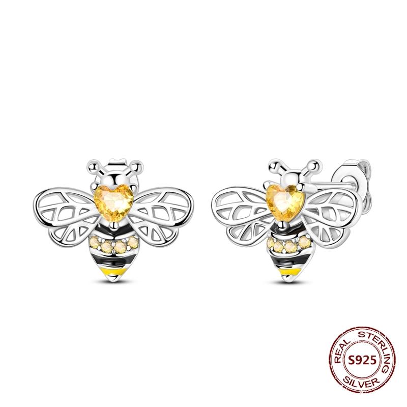 New 925 Silver Chameleon Unicorn Cute Stud Earrings Zircon Blue Eyes Flower Small Earrings For Women Girls Lovely Jewelry Gift