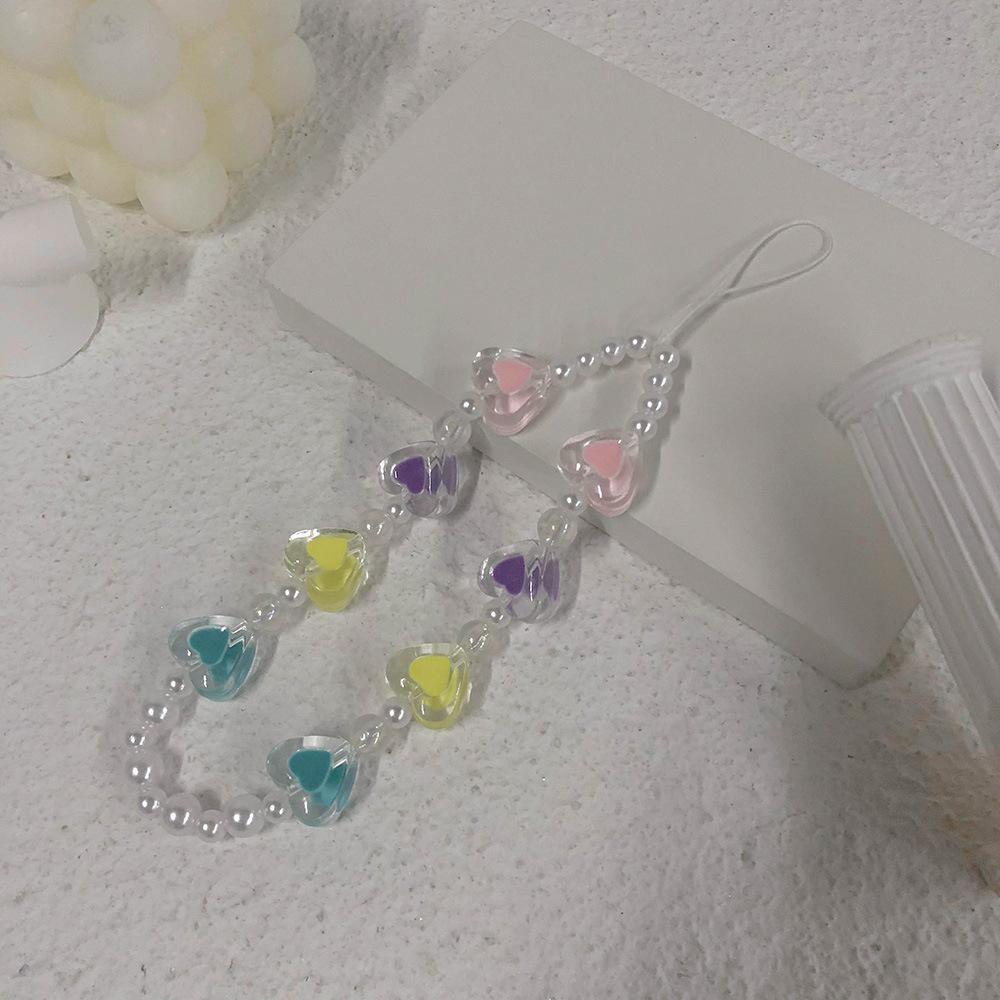 

New INS wind transparent color cute love anti-lost hand carry fashion chain mobile phone chain