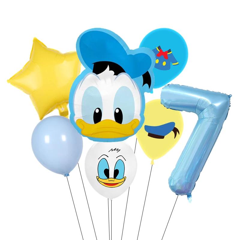 Cartoon Donald Number Duck Daisy Aluminum Film Balloon Set Spherical DIY Birthday Arrangement Party Decoration Balloons Kawaii