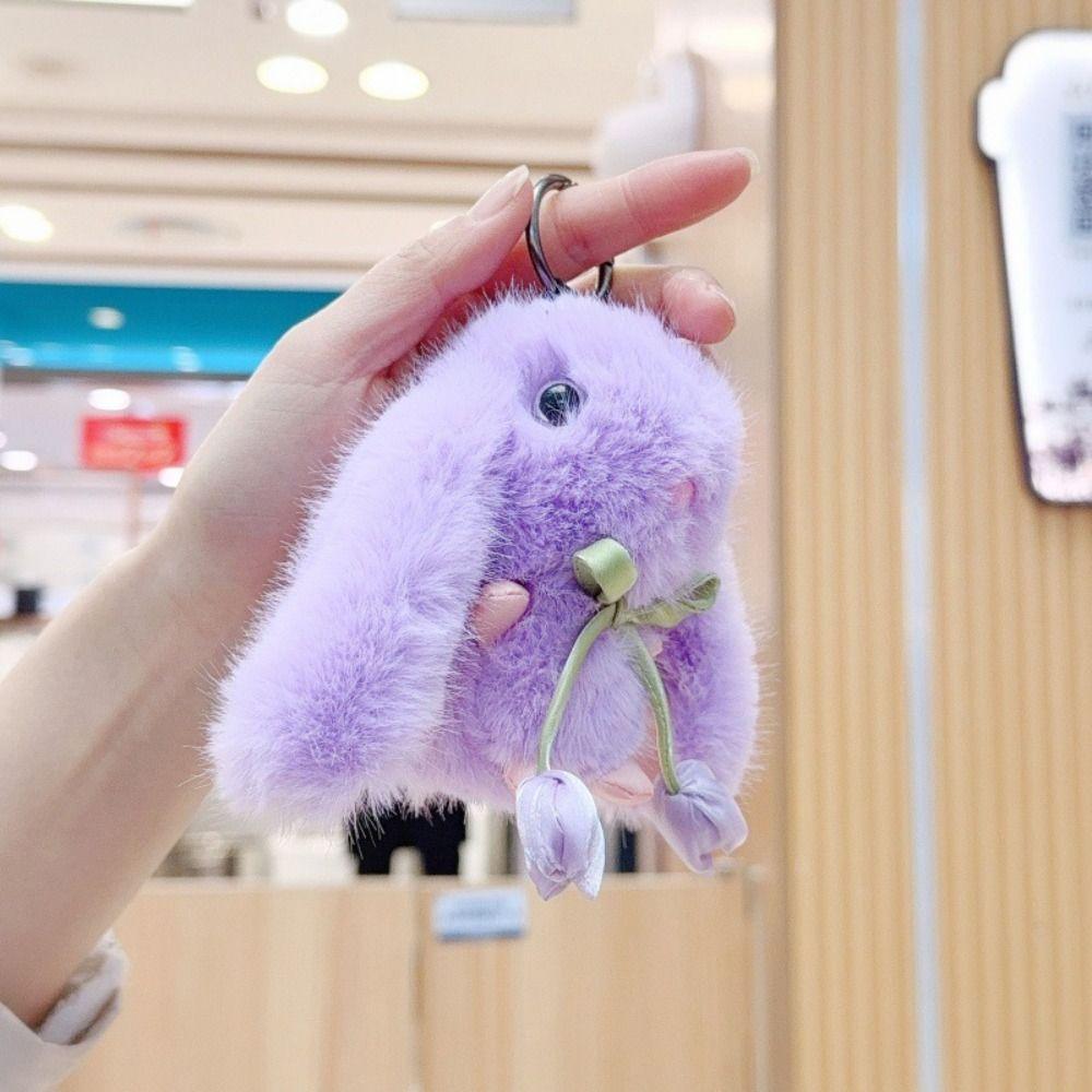Soft Plush Doll Pendant Cute Cartoon Bunny Keyring Lovely Bag Charm  Girl
