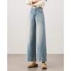 TERRE BLEUE Women's High-Waist Wide-Leg Straight Jeans