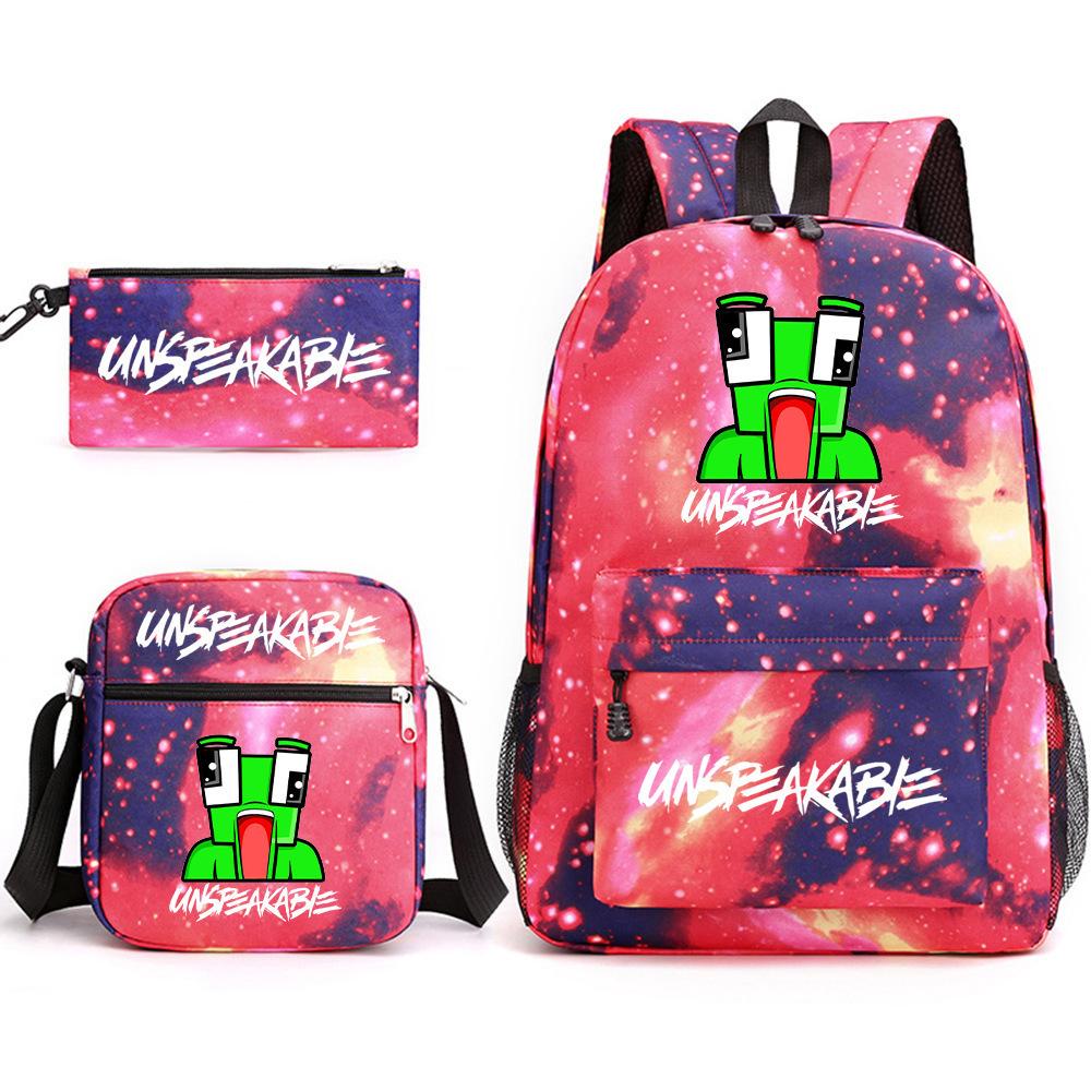 Unspeakable School Bag Fashion Male And Female Student Backpack Casual Crossbody Bag Cartoon Printed Backpack