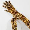 53cm Women Winter Keep Warm Gold Velvet Leopard Zebra Print Long Gloves Fashion Elegant Opera Stage Performance