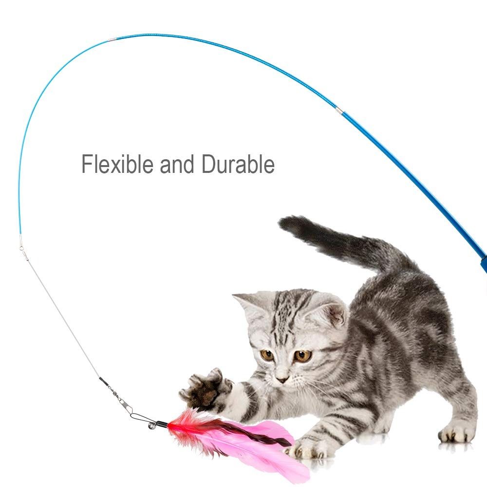 With Bell Refills Cat Feather Bell Teaser Rod Relieve Boredom Interactive Cat Toys for Bored Cats