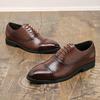 Designer New Black Brown Men's Pointed Lace Up Brogues Oxford Shoes Gentleman Wedding Dress Homecoming Formal Wedding Footwear