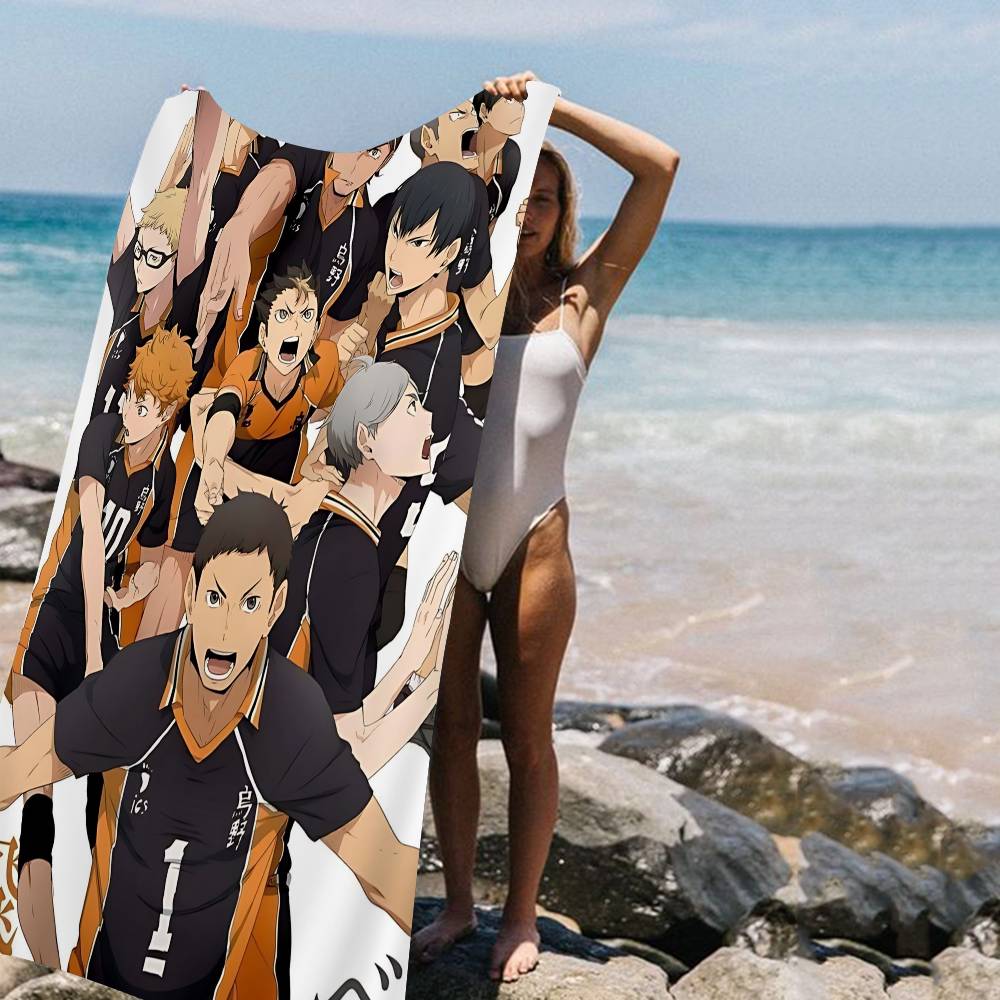 Volleyball H-Haikyuus Anime Beach Towel Colorful Bath Towels for Girl Microfiber Quick Dry Custom Sand Free Beach Yoga Spa Gym Pool