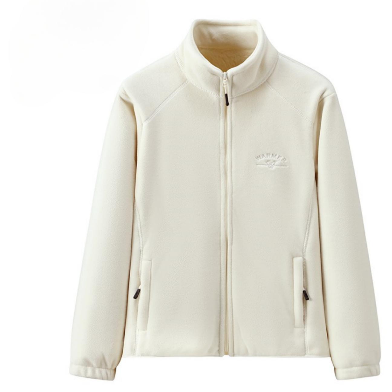 

Женская ультратолстая флисовая куртка, осенне-зимняя куртка, плюс бархатный утолщенный кардиган-свитер со стойкой S молочный белый