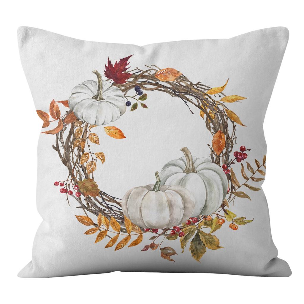 Home Thanksgiving Throw Pillow Cover Ultra Short Pile Pumpkin Gnome Cushion Cover