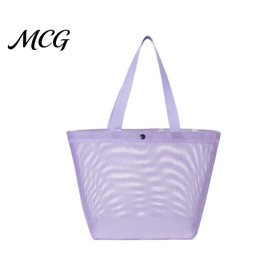 Vacation Beach Bag Mesh for Women, Sand-proof Waterproof Large Tote Bag, Sunscreen Towel Swimming Pool Toy Shoulder Pouch, Travel Cruise Essentials S
