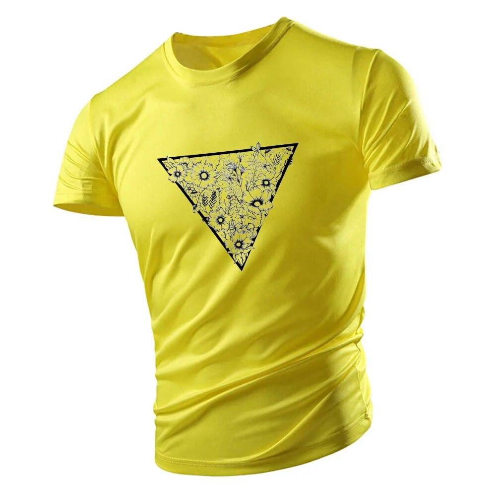 Tricou cu gât rotund pentru bărbați pentru adulți Four Seasons Top Casual Sport Triunghi creativ cu mânecă scurtă, cu uscare rapidă, multicolor