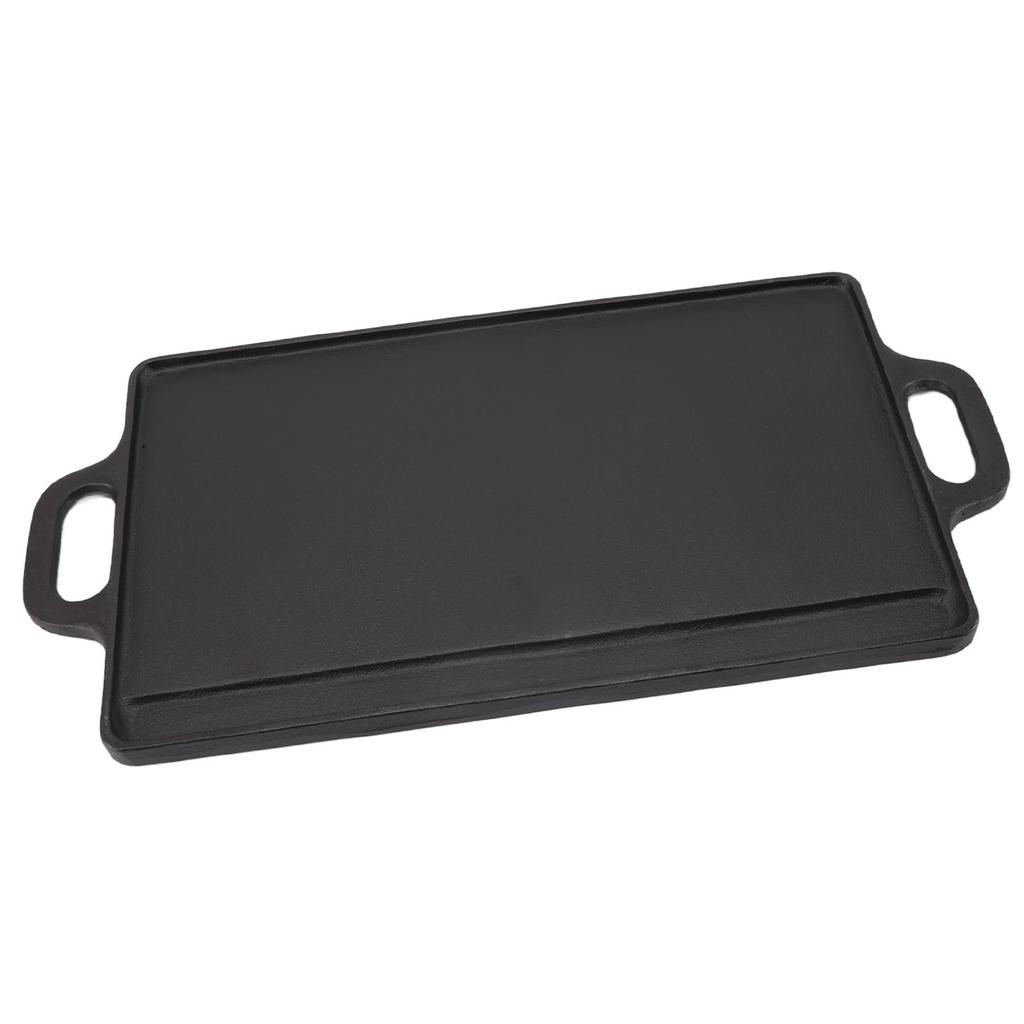 Plaque de cuisson double face en fer Chauffage rapide et uniforme Plaque de grill réversible pour camping en plein air Réchaud à gaz Cuisinière à induction
