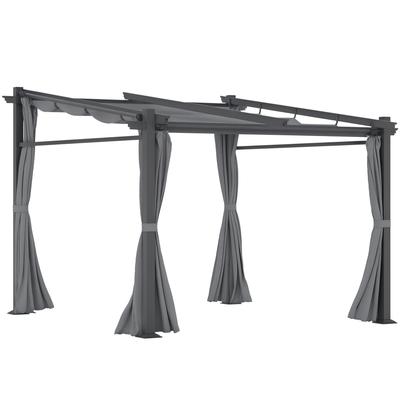 Pergola, Including Mounting Material, Retractable Roof, 2.,97 M X 2,95 M X 2,3 M, Dark Grey