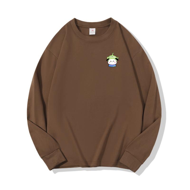 Зеленая шляпа для собак, осенняя одежда с длинными рукавами из чистого хлопка, новый мужской и женский топ, весенний внутренний слой, базовая рубашка, футболка с круглым вырезом и длинными рукавами M коричневый