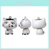 Cat Resin Figurine Keychain With Cartoon Style For Gift Giving And Collection