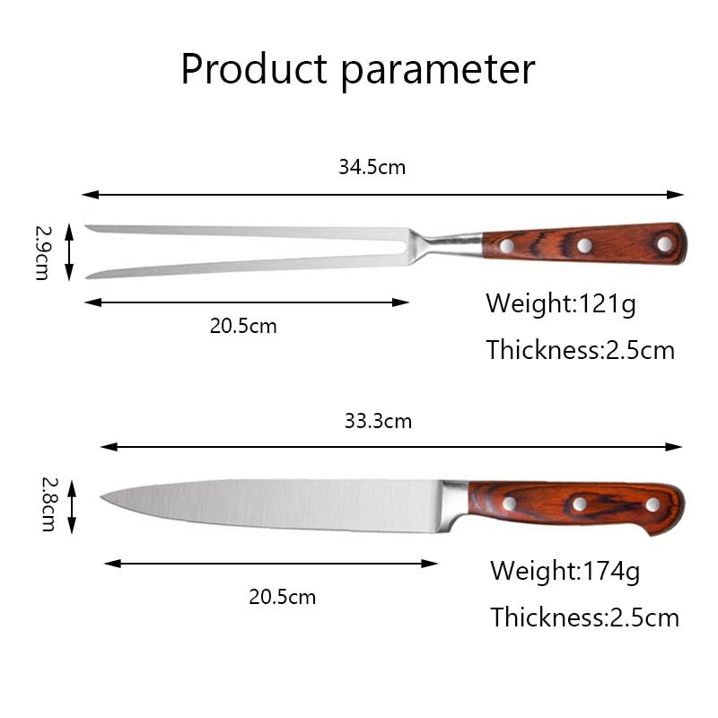 Nóż do grilla i widelec ze stali nierdzewnej z kolorowym zestawem uchwytów Zastawa stołowa Narzędzia do gotowania na świeżym powietrzu pieczonego mięsa