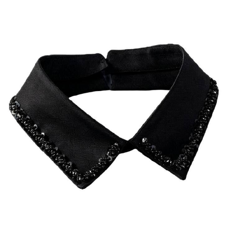 

Pearls Embellished Detachable Collar Polyester Lightweight Apparels Accessory Suitable For Various Outfits чорний