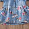 Sommer Prinzessin Denim Jean Kleid Kind Baby Party Hochzeit Festzug Kleider Kleidung
