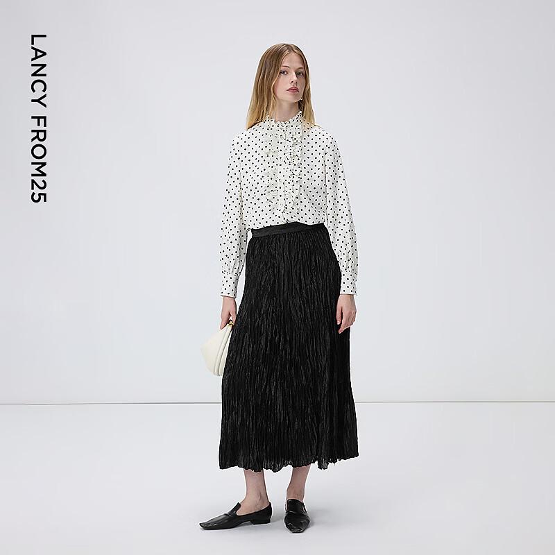 Langzi Artist Collaboration Pleated Textured A-line Midi Skirt