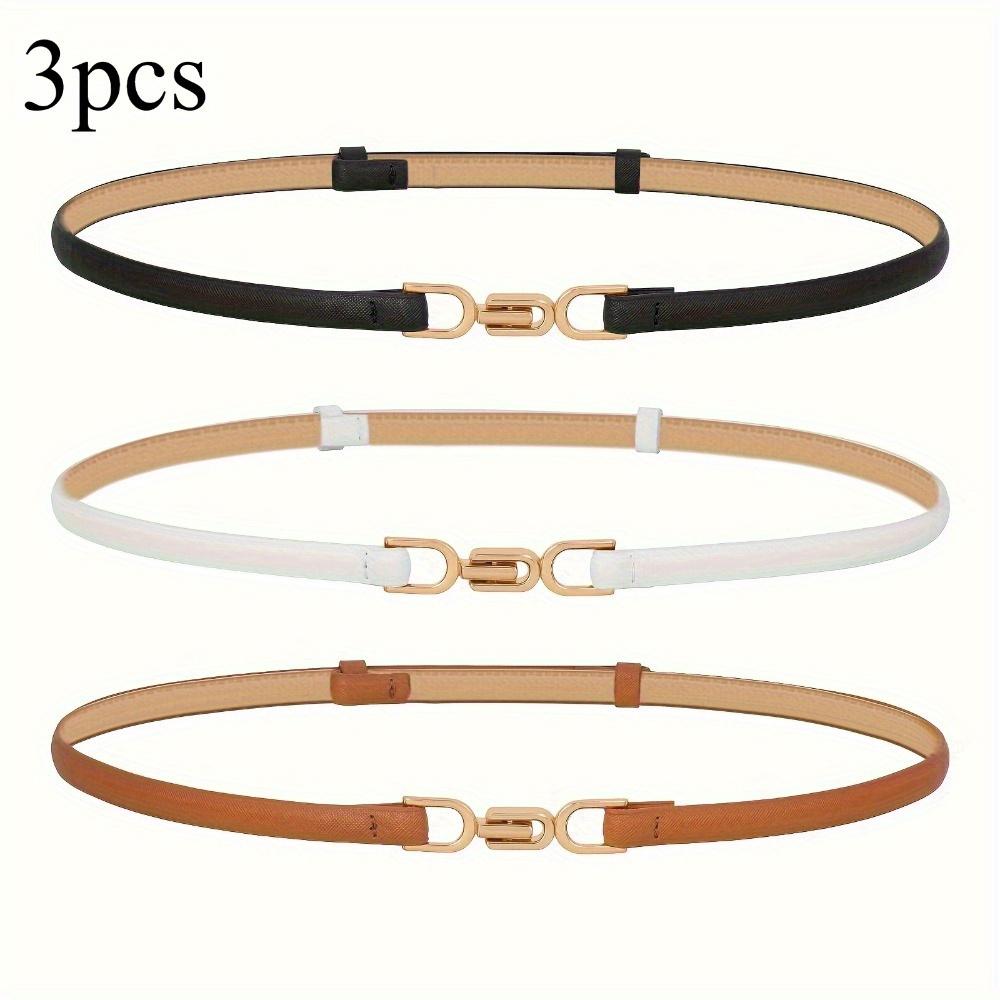 

3/6 шт. Модные тонкие ремни Винтажные однотонные ремни Элегантные поясные ремни для платья и пальто Подходят для повседневной носки женщин чистый