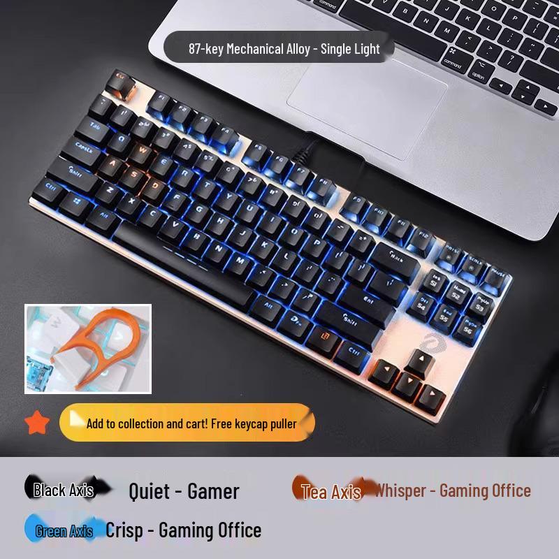 Dareu EK815 Mechanical Keyboard – 108-Key Alloy, Black, Blue, Red, Brown Switches, Wired for E-sports, Gaming, and Office Use.