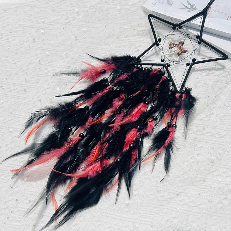 Gothic Dreamcatcher Colorful Feather Wind Chime Crystal Hand-woven Living Room Bedroom Hanging Ornaments Wall Pendant Home Decor