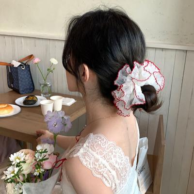 1PC Spring, Crushed Lace, Lace Large Intestine Hair Bands, Sweet, Clashing Colors, Headdress, Marble Head, Large, Hair Rope, Hai