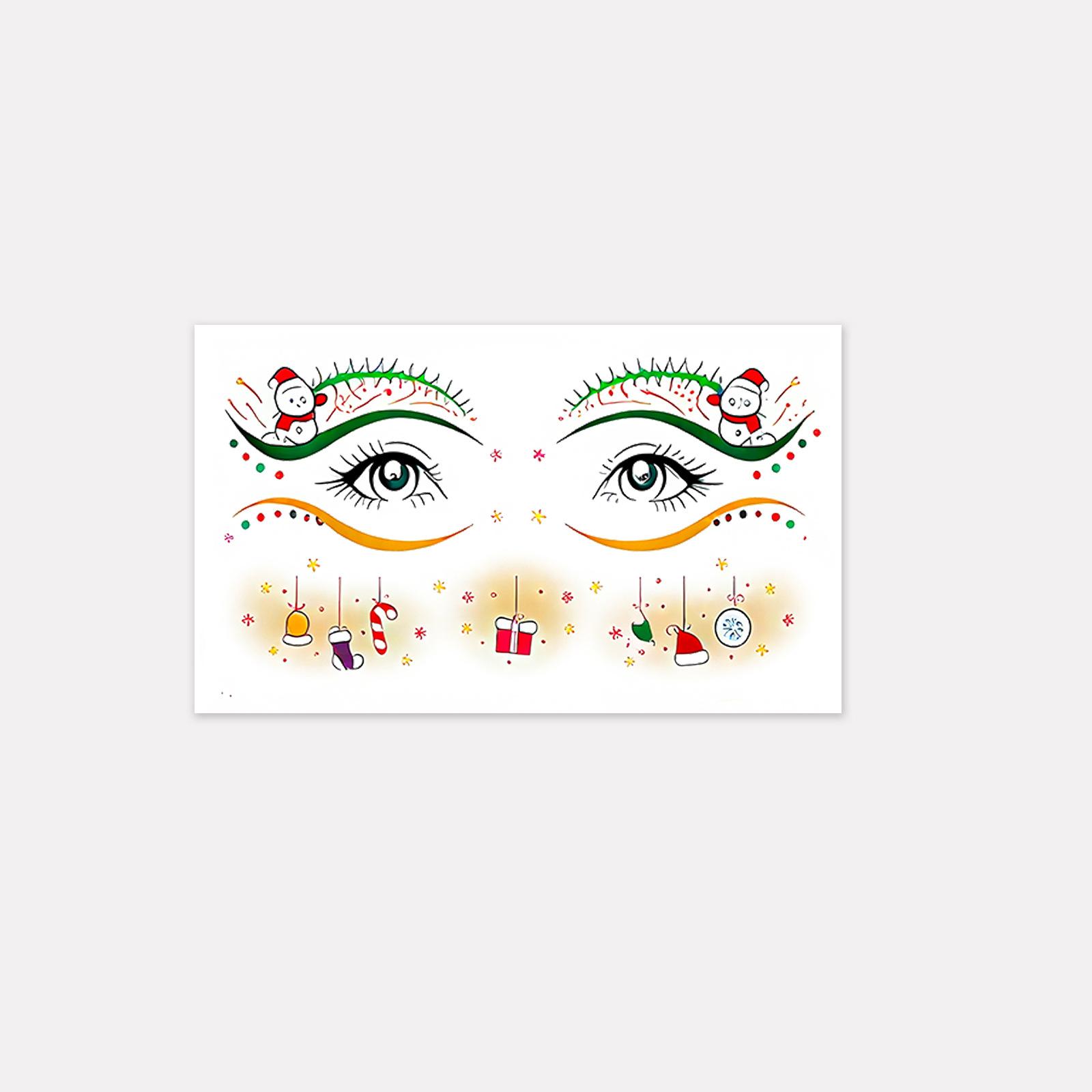 Christmas Makeup Face Stickers Cute Sweet Creative Christmas Day Temporary Tattoo Stickers 15*9