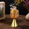 Middle Eastern Golden Filigree Iron Incense Burner Arabic-style Indoor Scented Candle Holder for Decorative