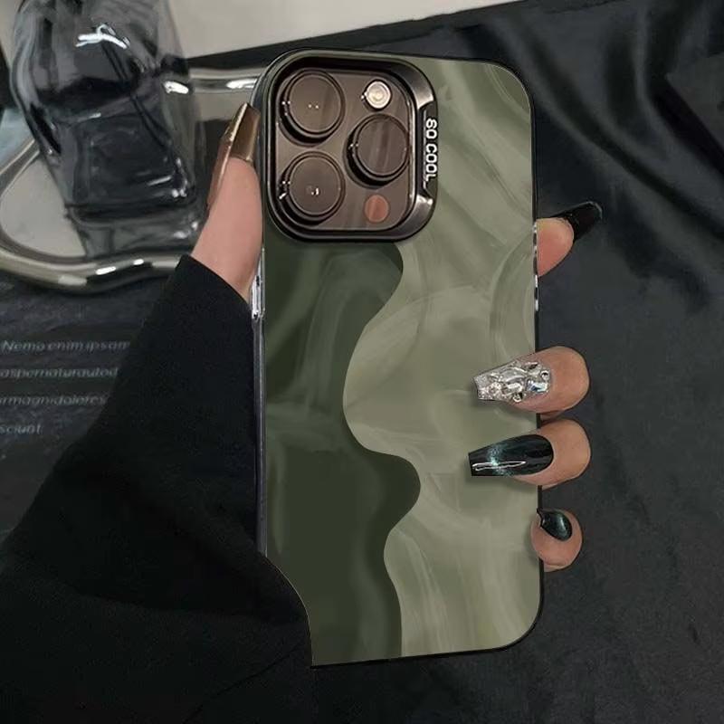 Simple Green Frosted Pattern Phone Case For Samsung Galaxy S25 Ultra S24 S23 S22 S21 Plus S20 FE A55 A54 Shockproof Back Cover