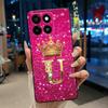Cool Lucky A-Z Letter Phone Case For ZTE Blade A35/A55 Soft Silicone Black Case Shockproof Luxurious Glitter Crown Shell