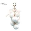 Grape Cluster Bag Charm Plush Keychain for Handbags, Fuzzy with Backpacks Accessory Bow, Decorative Fluffy Ball Keyring and Purses Decoration