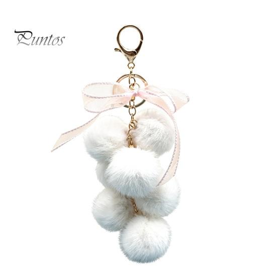 Grape Cluster Bag Charm Plush Keychain for Handbags, Fuzzy with Backpacks Accessory Bow, Decorative Fluffy Ball Keyring and Purses Decoration