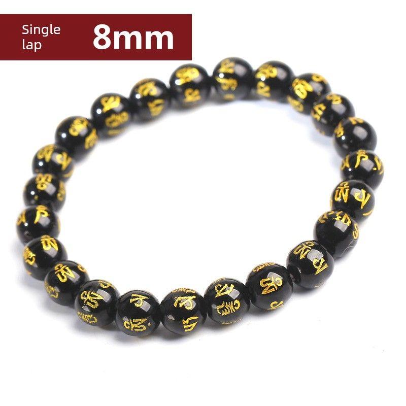 

Браслет из натурального кристалла с винтажными бронзовыми бусинами Будды для мужчин и женщин 8mm Six-word Mantra Bracelet