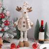 Christmas Snowman Doll Decoration Retractable Long Legs Handmade Knitted Scarf Plush Earmuff Xmas Desktop Elk Ornament Holiday Festive Gift
