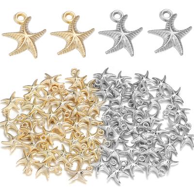 50Pcs/Lot CCB Starfish Shape Pendants Gold Color Charm Loose Spacer Beads for Jewelry Making DIY Bracelet Necklace Supplies