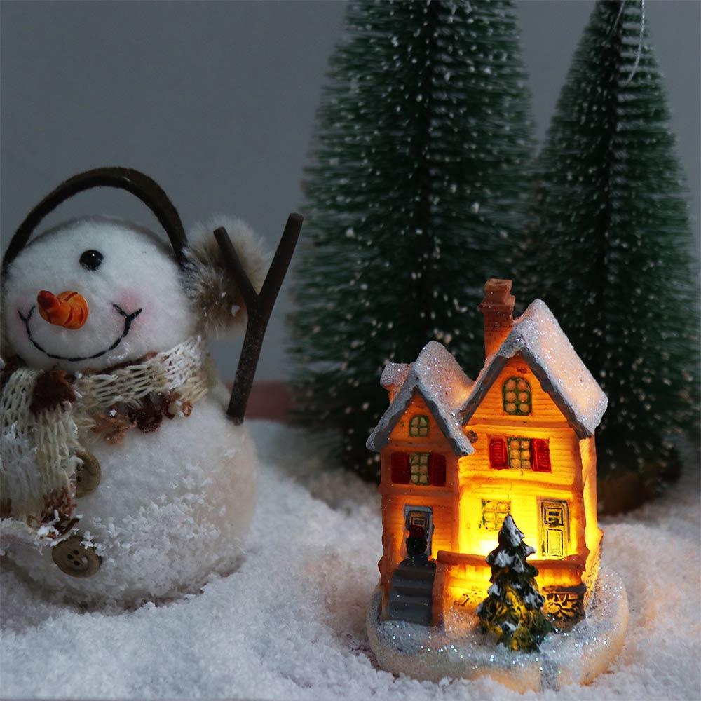 Winter Snow LED Lighted Houses Luminous Village Christmas Figurine Desktop Collectible